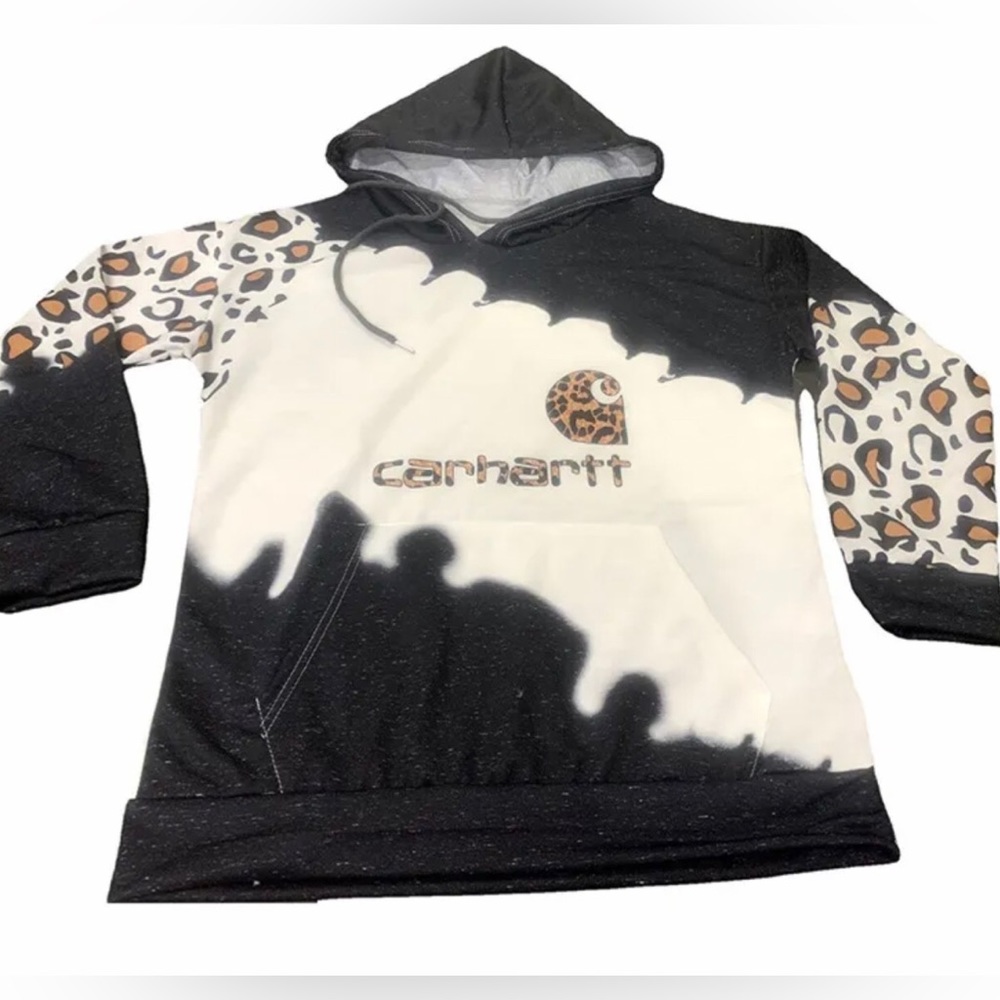 NWT-BACK IN STOCK-LEOPARD PRINT CARHARTT LETTER CONTRAST HOODIE-Size XLARGE - Picture 2 of 4